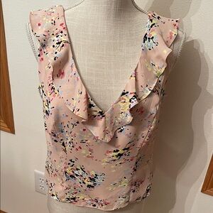 White House Black Market Multicolor Ruffle Blouse